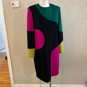 Stunning Vintage Richie Freeman for Teri Jon  Colorblock Women's Dress Sz 8